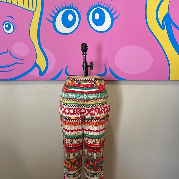 Moschino Green Yellow High Waist Italian Flag Pants - Picture 1 of 13